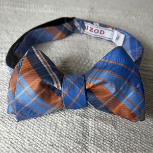 Izod Blue and Orange Plaid Adjustable Bow Tie